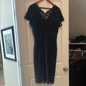 RSVP Black Sequin Sheath Midi Dress